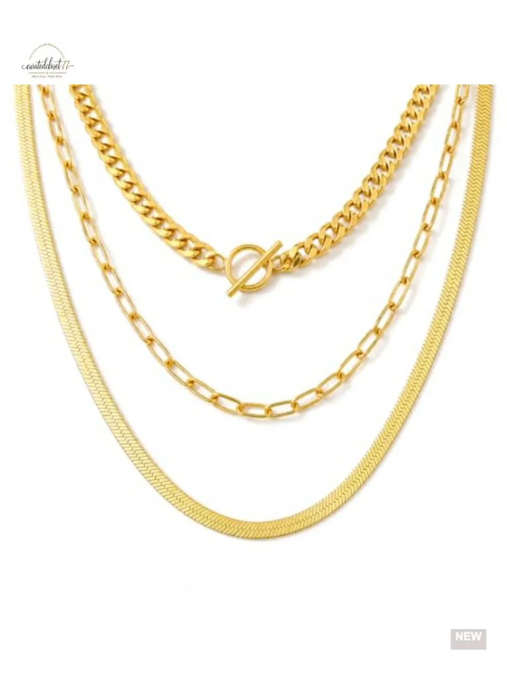 14K Gold Plated Layered Necklace Set, Stacking Chain Necklace for Women
